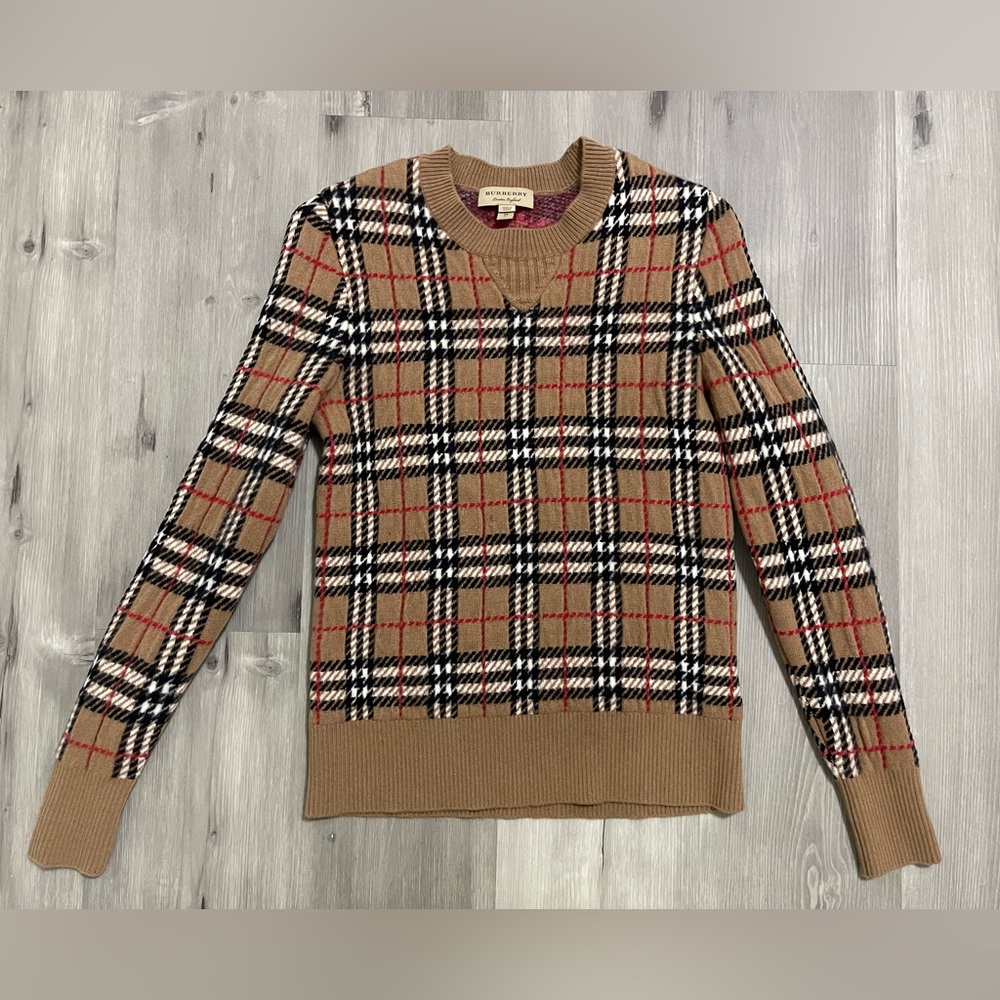 Authentic BURBERRY Check Cashmere Sweater. Size XS